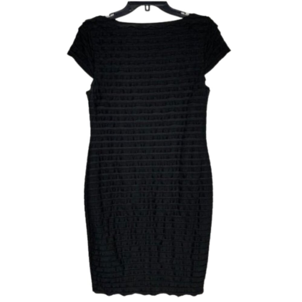 Banana Republic Women's Dress Sheath Black Tiered Ruffle SS Lined Stretch, XL - Picture 2 of 8